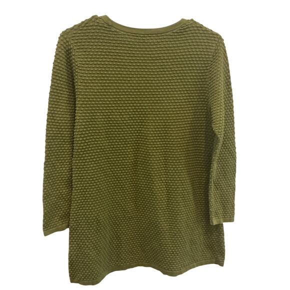 COS Women Waffle Knit Top Size Small Forest Green Textured Fall BOHO Cotton READ - Picture 4 of 8